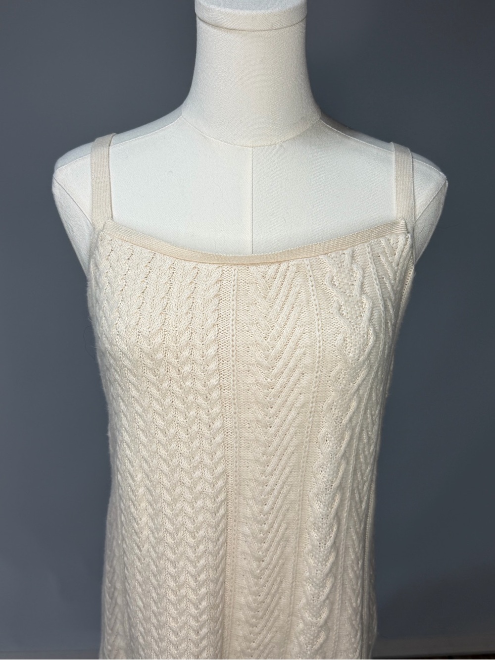Zara Cream Cable-Knit Mini Slip Dress